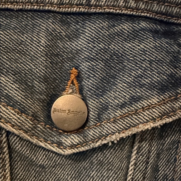 Palm Angels Blue Denim Jacket with Tan Accents - Picture 3 of 6